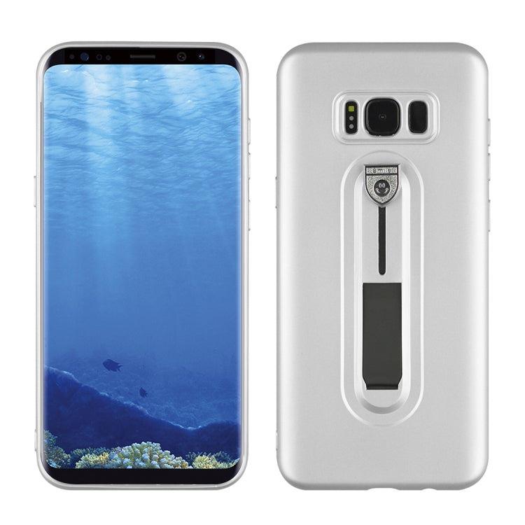 For Galaxy S8+ Ultra-thin Frosted Soft TPU + PC Protective Back Case with Holder