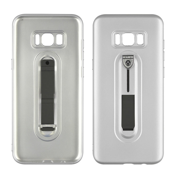 For Galaxy S8+ Ultra-thin Frosted Soft TPU + PC Protective Back Case with Holder