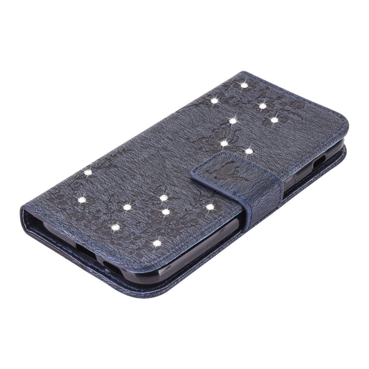For Galaxy A3 (2017) Diamante Butteryfly Pressed Flowers Pattern Horizontal Flip Leather Case with Holder & Card Slots & Wallet & Lanyard