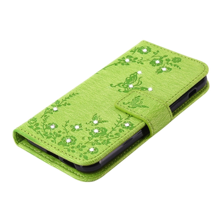 For Galaxy A3 (2017) Diamante Butteryfly Pressed Flowers Pattern Horizontal Flip Leather Case with Holder & Card Slots & Wallet & Lanyard