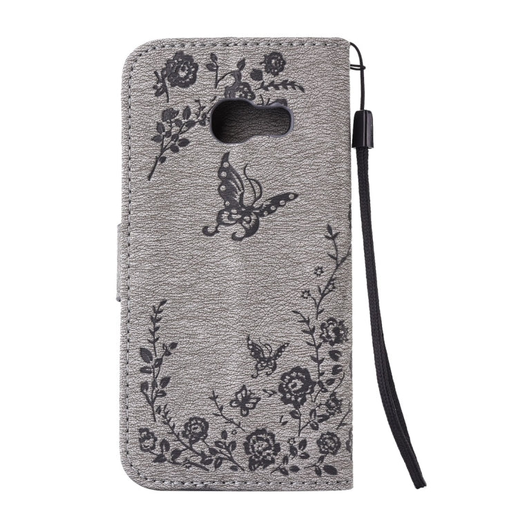 For Galaxy A3 (2017) Diamante Butteryfly Pressed Flowers Pattern Horizontal Flip Leather Case with Holder & Card Slots & Wallet & Lanyard