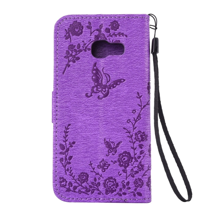For Galaxy A3 (2017) Diamante Butteryfly Pressed Flowers Pattern Horizontal Flip Leather Case with Holder & Card Slots & Wallet & Lanyard