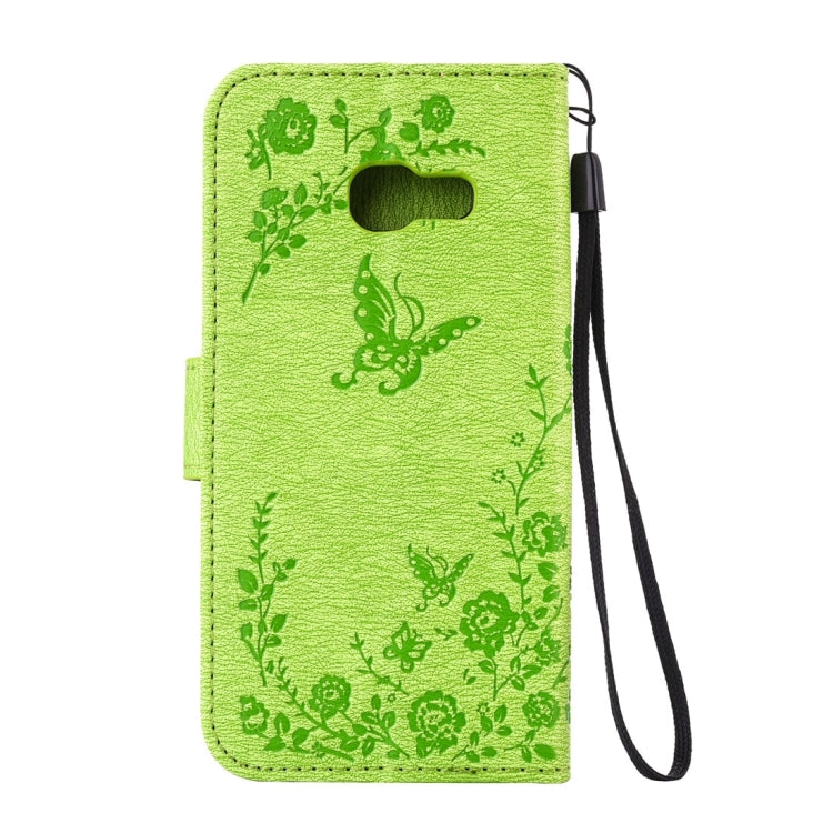 For Galaxy A5 (2017) Diamante Butteryfly Pressed Flowers Pattern Horizontal Flip Leather Case with Holder & Card Slots & Wallet & Lanyard