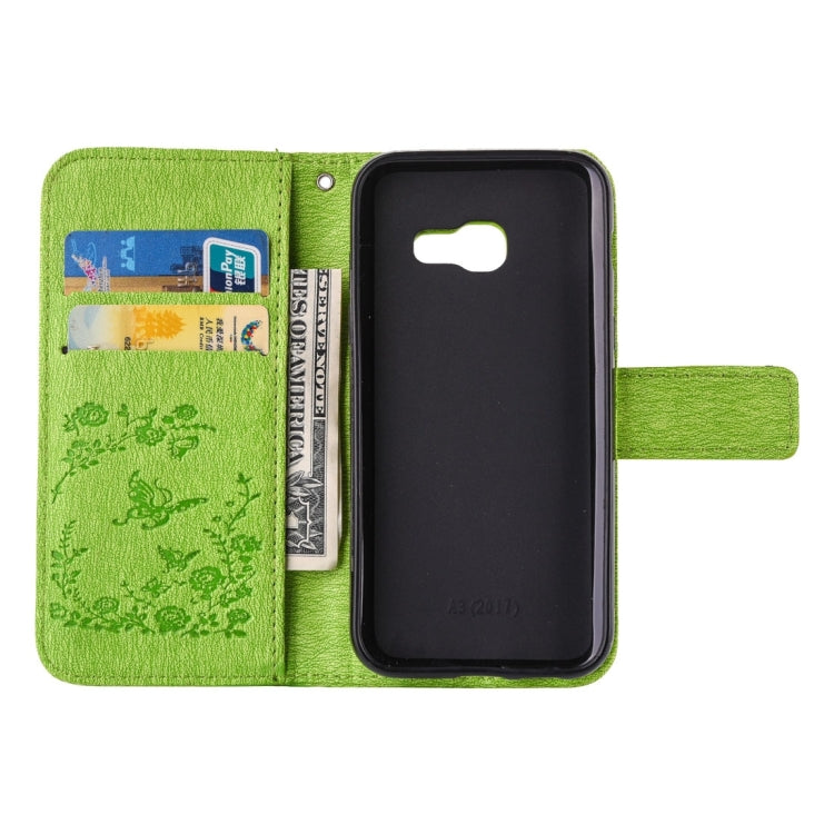 For Galaxy A5 (2017) Diamante Butteryfly Pressed Flowers Pattern Horizontal Flip Leather Case with Holder & Card Slots & Wallet & Lanyard