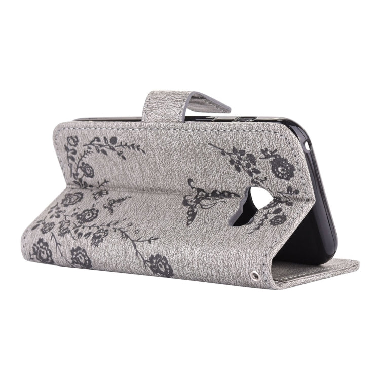 For Galaxy A5 (2017) Diamante Butteryfly Pressed Flowers Pattern Horizontal Flip Leather Case with Holder & Card Slots & Wallet & Lanyard