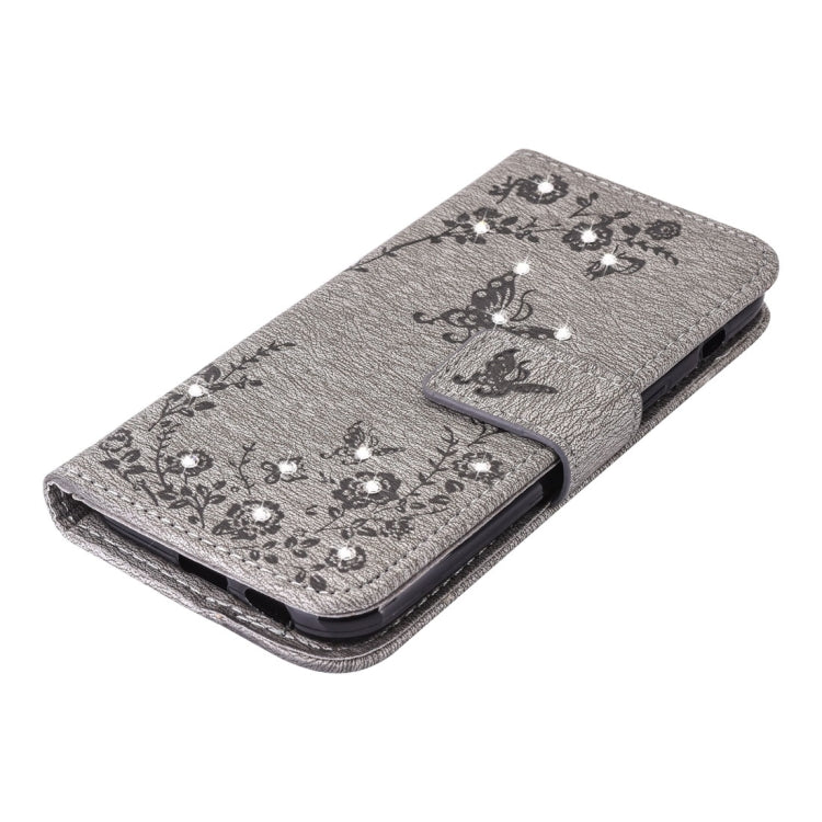 For Galaxy A5 (2017) Diamante Butteryfly Pressed Flowers Pattern Horizontal Flip Leather Case with Holder & Card Slots & Wallet & Lanyard