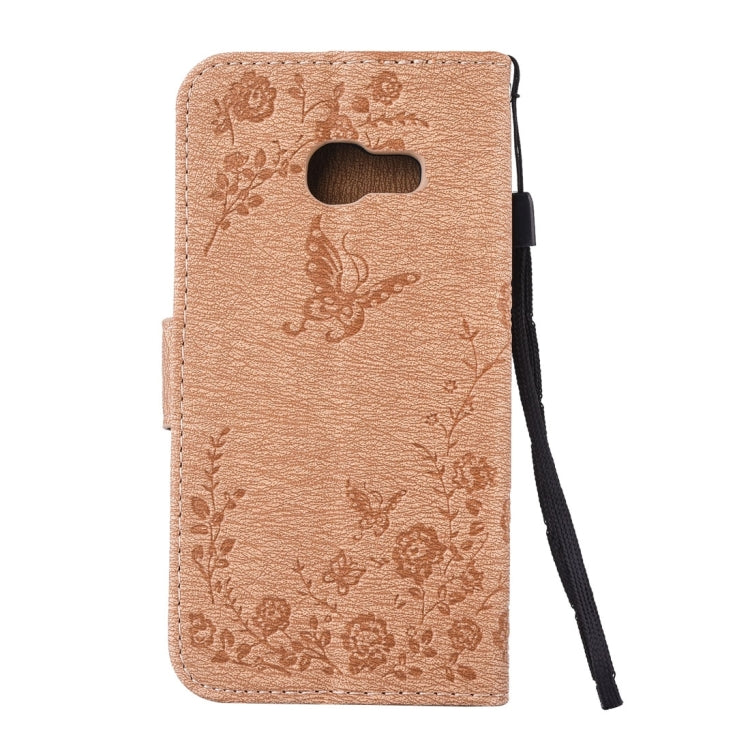 For Galaxy A5 (2017) Diamante Butteryfly Pressed Flowers Pattern Horizontal Flip Leather Case with Holder & Card Slots & Wallet & Lanyard