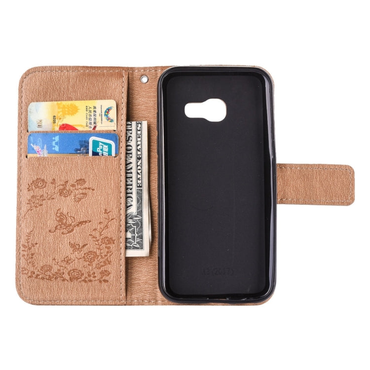 For Galaxy A5 (2017) Diamante Butteryfly Pressed Flowers Pattern Horizontal Flip Leather Case with Holder & Card Slots & Wallet & Lanyard