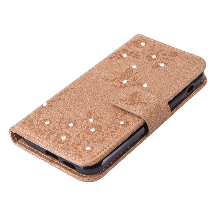 For Galaxy A5 (2017) Diamante Butteryfly Pressed Flowers Pattern Horizontal Flip Leather Case with Holder & Card Slots & Wallet & Lanyard