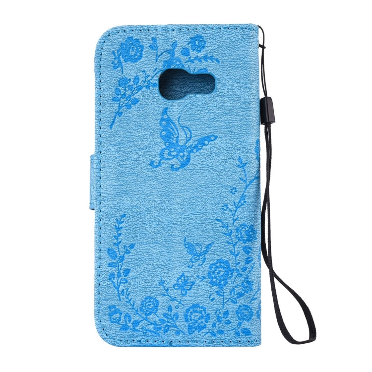 For Galaxy A5 (2017) Diamante Butteryfly Pressed Flowers Pattern Horizontal Flip Leather Case with Holder & Card Slots & Wallet & Lanyard