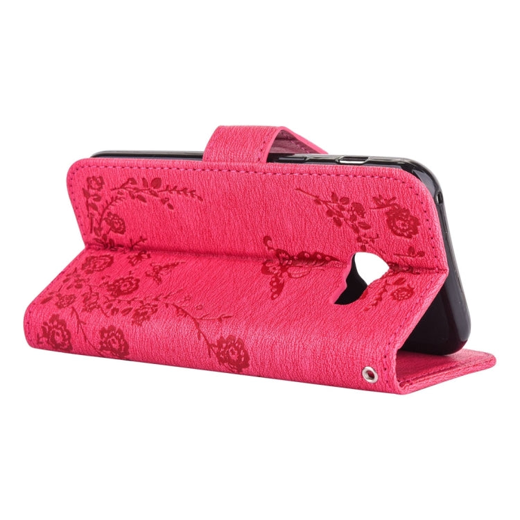 For Galaxy A5 (2017) Diamante Butteryfly Pressed Flowers Pattern Horizontal Flip Leather Case with Holder & Card Slots & Wallet & Lanyard