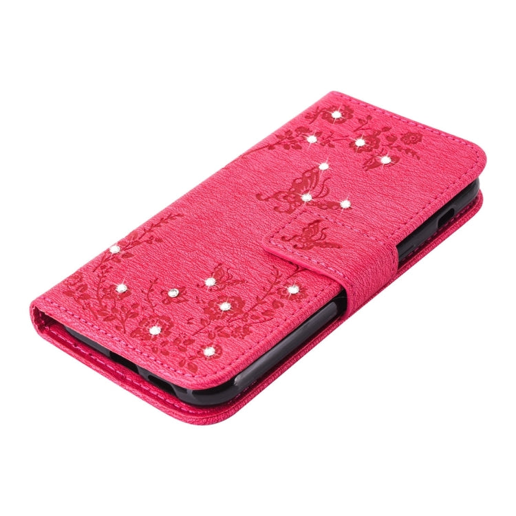 For Galaxy A5 (2017) Diamante Butteryfly Pressed Flowers Pattern Horizontal Flip Leather Case with Holder & Card Slots & Wallet & Lanyard