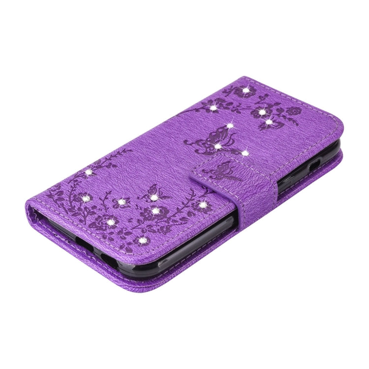 For Galaxy A5 (2017) Diamante Butteryfly Pressed Flowers Pattern Horizontal Flip Leather Case with Holder & Card Slots & Wallet & Lanyard