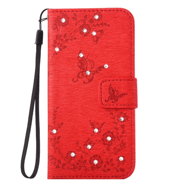 For Galaxy A5 (2017) Diamante Butteryfly Pressed Flowers Pattern Horizontal Flip Leather Case with Holder & Card Slots & Wallet & Lanyard