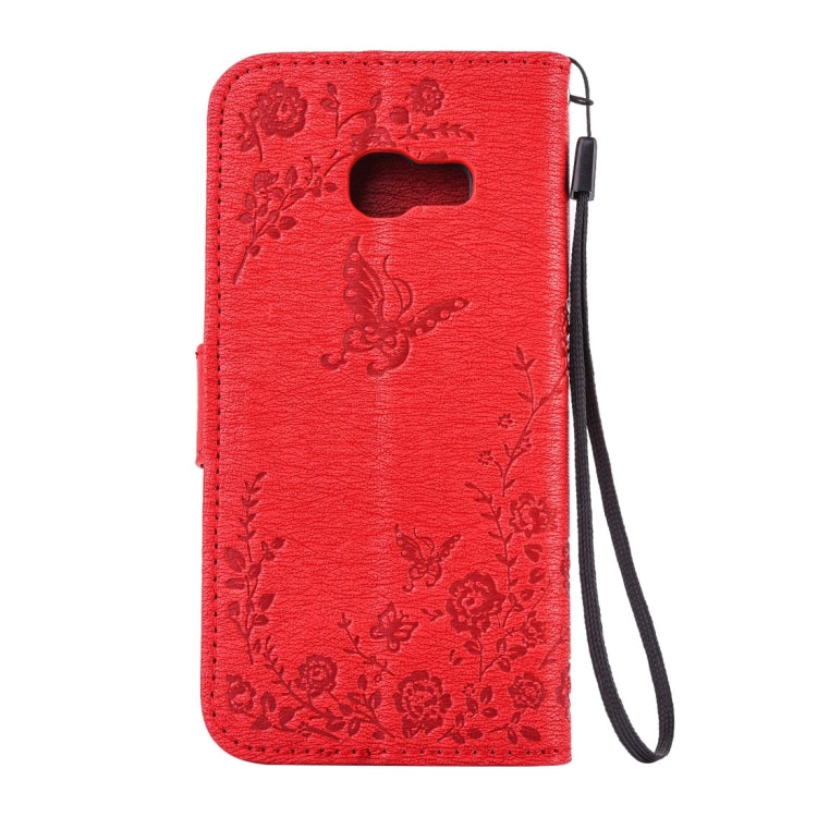 For Galaxy A5 (2017) Diamante Butteryfly Pressed Flowers Pattern Horizontal Flip Leather Case with Holder & Card Slots & Wallet & Lanyard