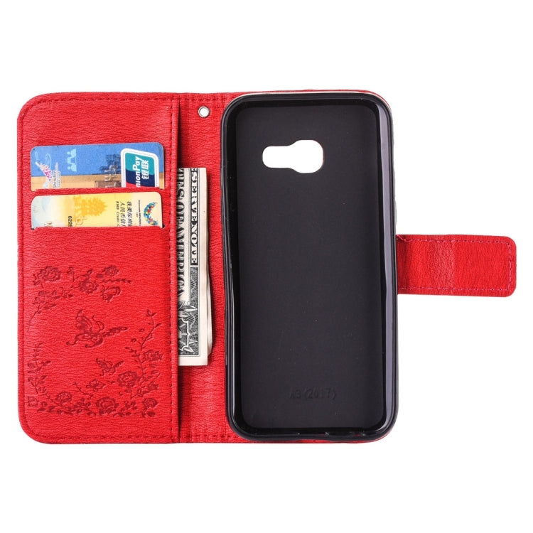 For Galaxy A5 (2017) Diamante Butteryfly Pressed Flowers Pattern Horizontal Flip Leather Case with Holder & Card Slots & Wallet & Lanyard