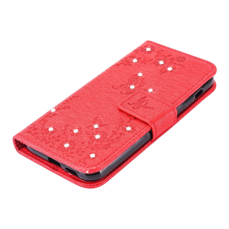 For Galaxy A5 (2017) Diamante Butteryfly Pressed Flowers Pattern Horizontal Flip Leather Case with Holder & Card Slots & Wallet & Lanyard