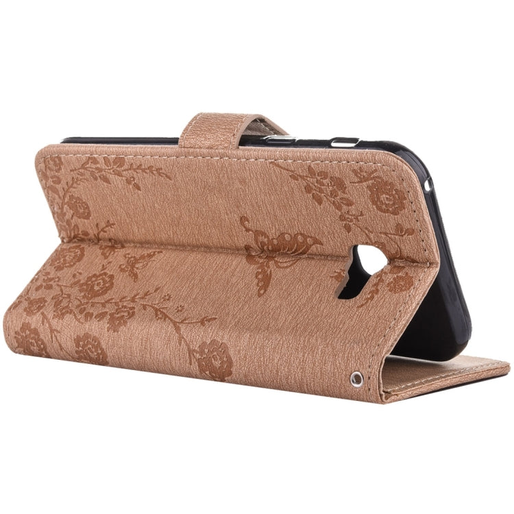 For Galaxy A7 (2017) Diamante Butteryfly Pressed Flowers Pattern Horizontal Flip Leather Case with Holder & Card Slots & Wallet & Lanyard