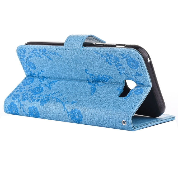 For Galaxy A7 (2017) Diamante Butteryfly Pressed Flowers Pattern Horizontal Flip Leather Case with Holder & Card Slots & Wallet & Lanyard