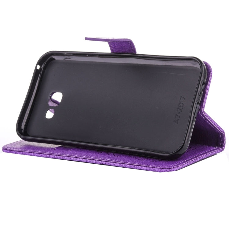 For Galaxy A7 (2017) Diamante Butteryfly Pressed Flowers Pattern Horizontal Flip Leather Case with Holder & Card Slots & Wallet & Lanyard