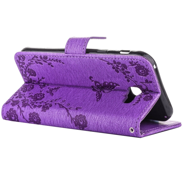 For Galaxy A7 (2017) Diamante Butteryfly Pressed Flowers Pattern Horizontal Flip Leather Case with Holder & Card Slots & Wallet & Lanyard