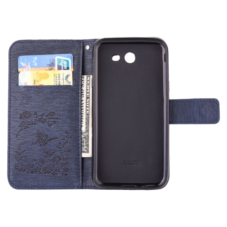 For Galaxy J3 (2017) (US Version) Diamante Butteryfly Pressed Flowers Pattern Horizontal Flip Leather Case with Holder & Card Slots & Wallet & Lanyard