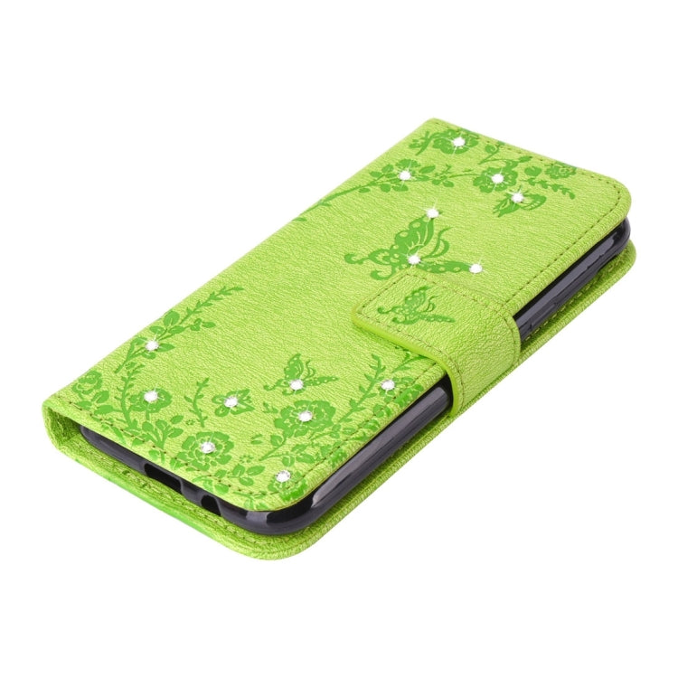 For Galaxy J3 (2017) (US Version) Diamante Butteryfly Pressed Flowers Pattern Horizontal Flip Leather Case with Holder & Card Slots & Wallet & Lanyard