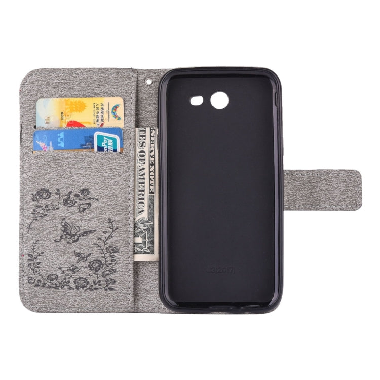For Galaxy J3 (2017) (US Version) Diamante Butteryfly Pressed Flowers Pattern Horizontal Flip Leather Case with Holder & Card Slots & Wallet & Lanyard
