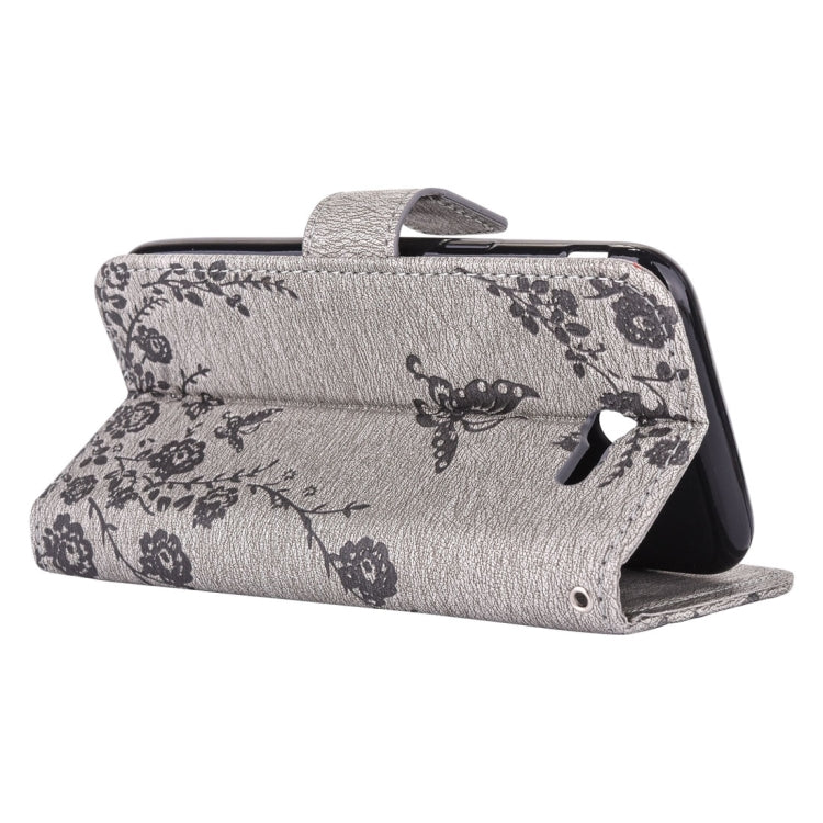 For Galaxy J3 (2017) (US Version) Diamante Butteryfly Pressed Flowers Pattern Horizontal Flip Leather Case with Holder & Card Slots & Wallet & Lanyard