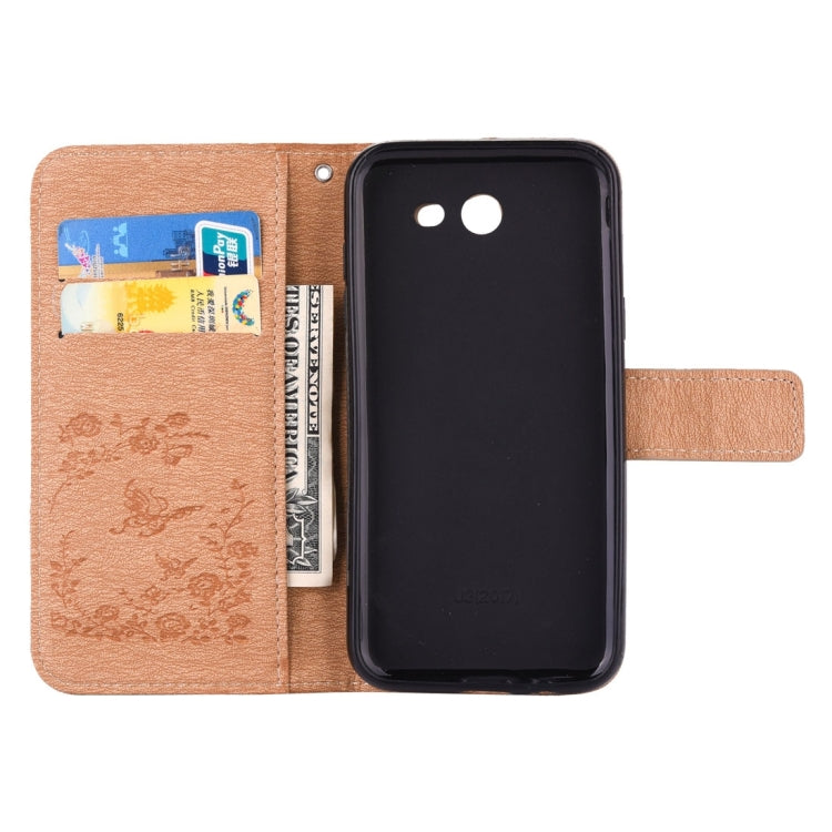 For Galaxy J3 (2017) (US Version) Diamante Butteryfly Pressed Flowers Pattern Horizontal Flip Leather Case with Holder & Card Slots & Wallet & Lanyard