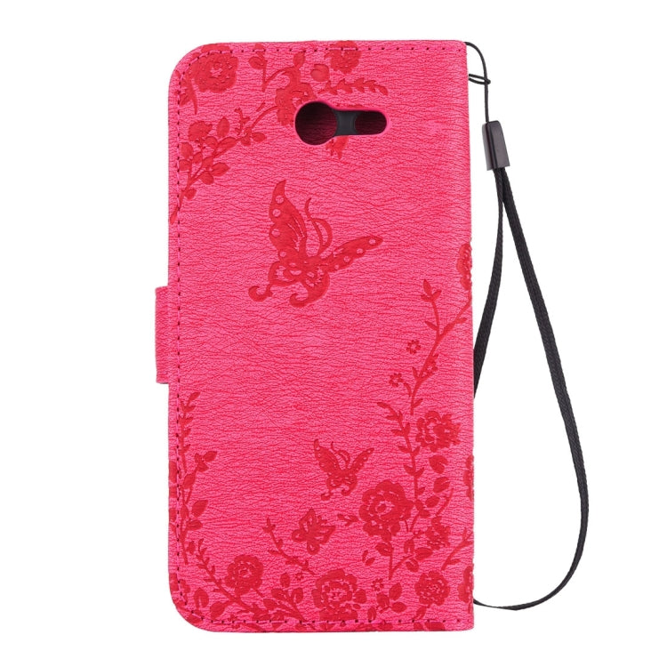 For Galaxy J3 (2017) (US Version) Diamante Butteryfly Pressed Flowers Pattern Horizontal Flip Leather Case with Holder & Card Slots & Wallet & Lanyard