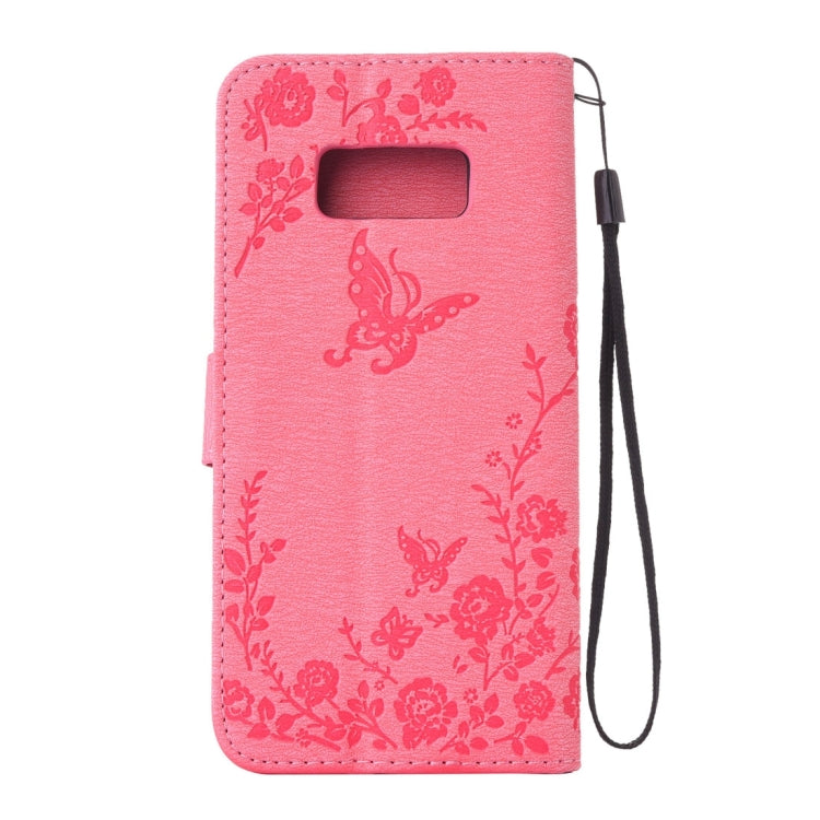 For Galaxy S8 Diamante Butteryfly Pressed Flowers Pattern Horizontal Flip Leather Case with Holder & Card Slots & Wallet & Lanyard
