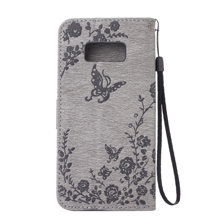 For Galaxy S8 Diamante Butteryfly Pressed Flowers Pattern Horizontal Flip Leather Case with Holder & Card Slots & Wallet & Lanyard