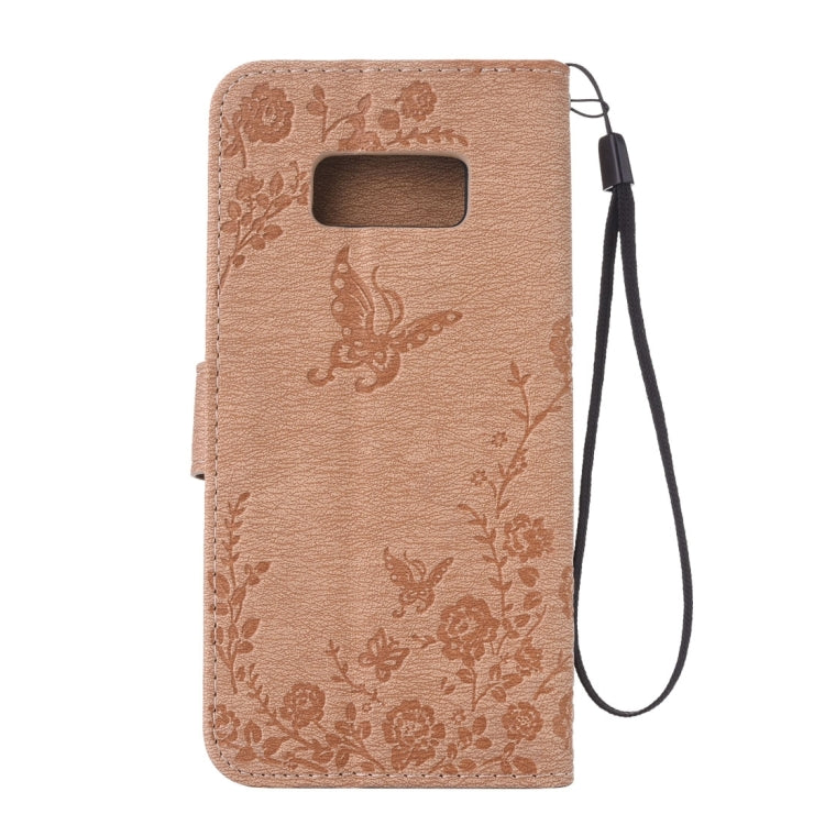 For Galaxy S8 Diamante Butteryfly Pressed Flowers Pattern Horizontal Flip Leather Case with Holder & Card Slots & Wallet & Lanyard