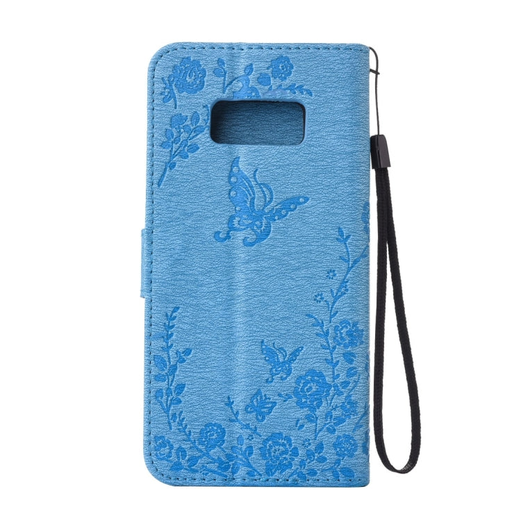 For Galaxy S8 Diamante Butteryfly Pressed Flowers Pattern Horizontal Flip Leather Case with Holder & Card Slots & Wallet & Lanyard