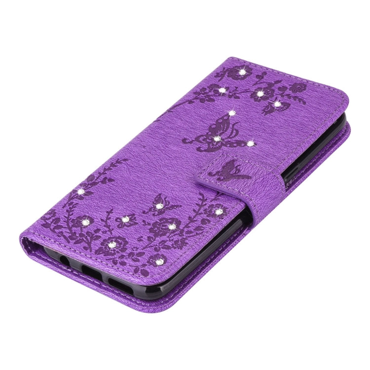 For Galaxy S8 Diamante Butteryfly Pressed Flowers Pattern Horizontal Flip Leather Case with Holder & Card Slots & Wallet & Lanyard