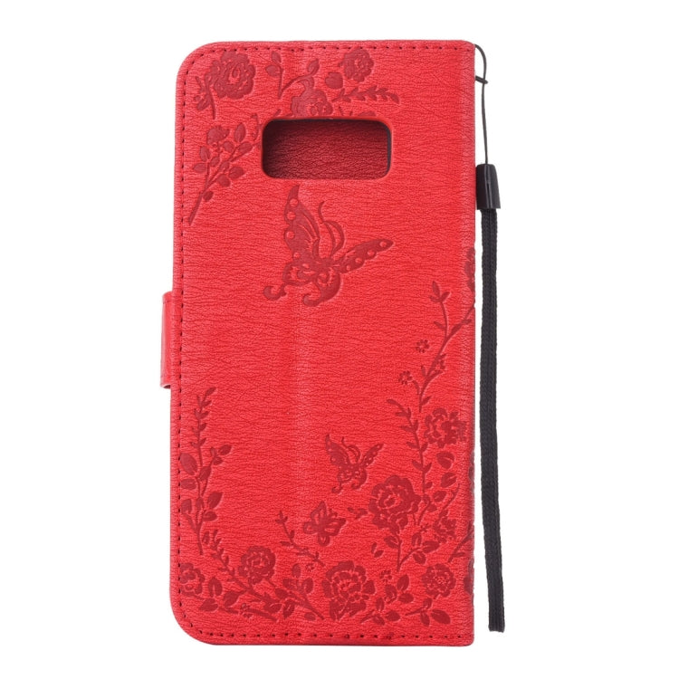 For Galaxy S8 Diamante Butteryfly Pressed Flowers Pattern Horizontal Flip Leather Case with Holder & Card Slots & Wallet & Lanyard