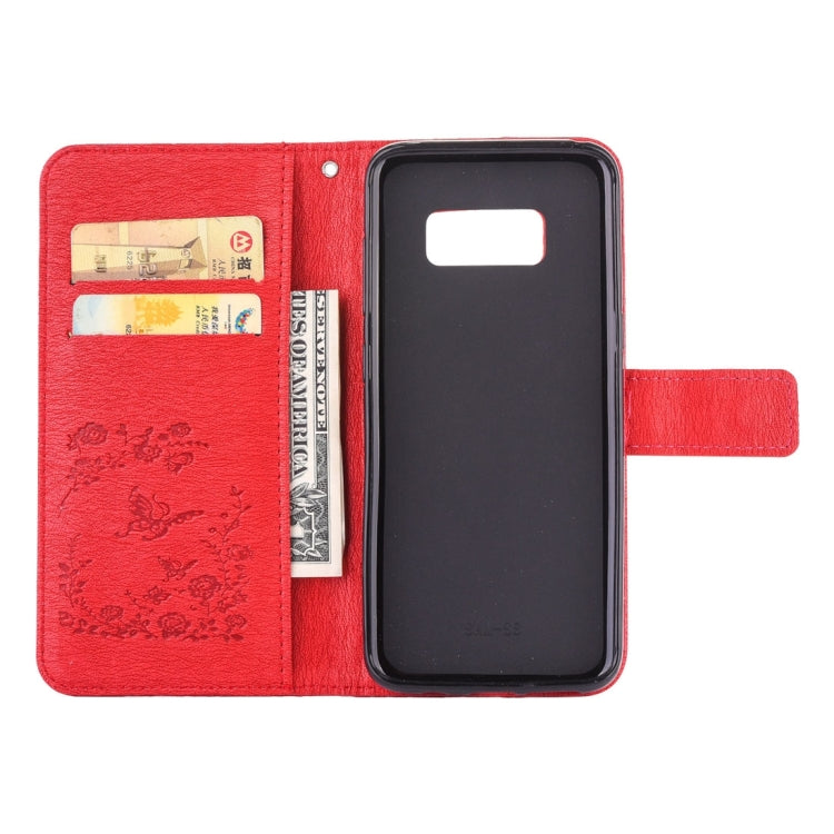 For Galaxy S8 Diamante Butteryfly Pressed Flowers Pattern Horizontal Flip Leather Case with Holder & Card Slots & Wallet & Lanyard