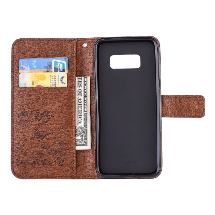 For Galaxy S8 Diamante Butteryfly Pressed Flowers Pattern Horizontal Flip Leather Case with Holder & Card Slots & Wallet & Lanyard