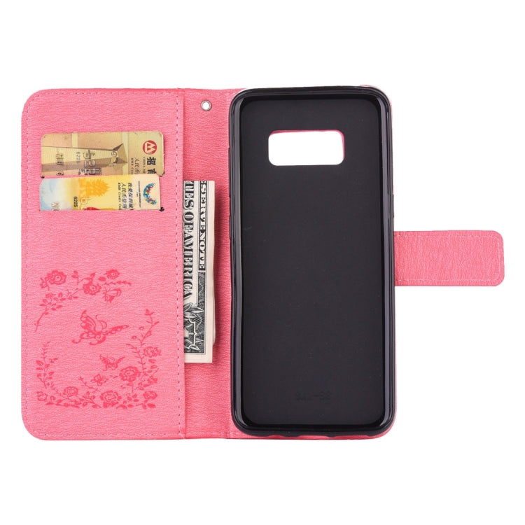 For Galaxy S8 + / G9550 Diamante Butteryfly Pressed Flowers Pattern Horizontal Flip Leather Case with Holder & Card Slots & Wallet & Lanyard