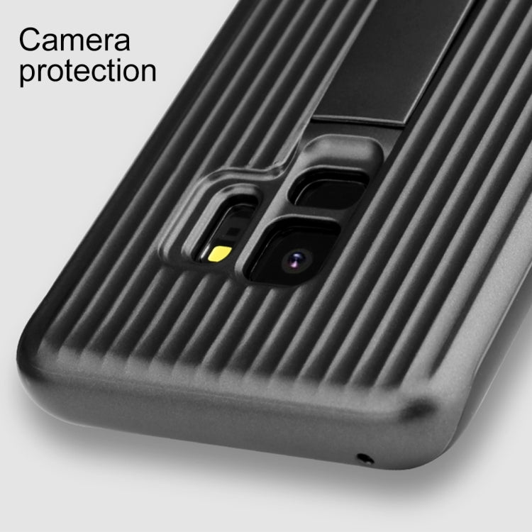 For Galaxy S9 PC + Silicone Vertical Texture Protective Back Cover Case with Holder