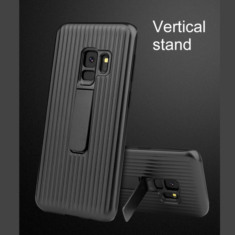 For Galaxy S9 PC + Silicone Vertical Texture Protective Back Cover Case with Holder