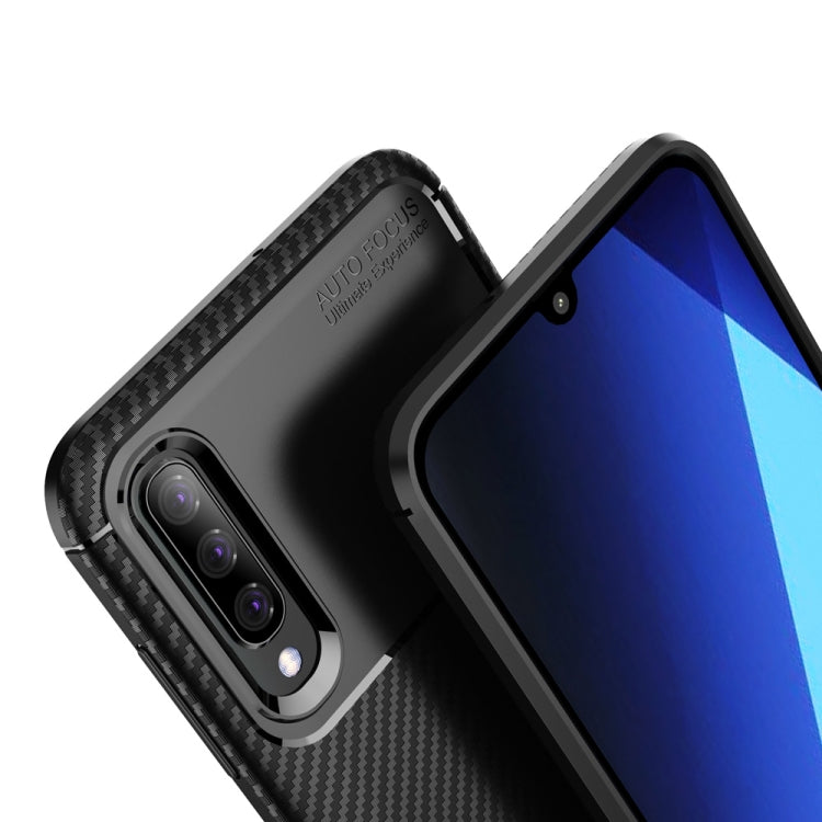 Carbon Fiber Texture Shockproof TPU Case for Galaxy A70 (Blue)
