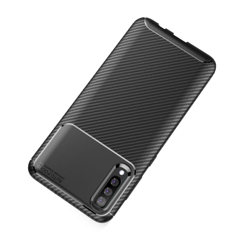 Carbon Fiber Texture Shockproof TPU Case for Galaxy A70 (Blue)