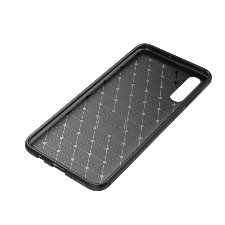 Carbon Fiber Texture Shockproof TPU Case for Galaxy A70 (Blue)