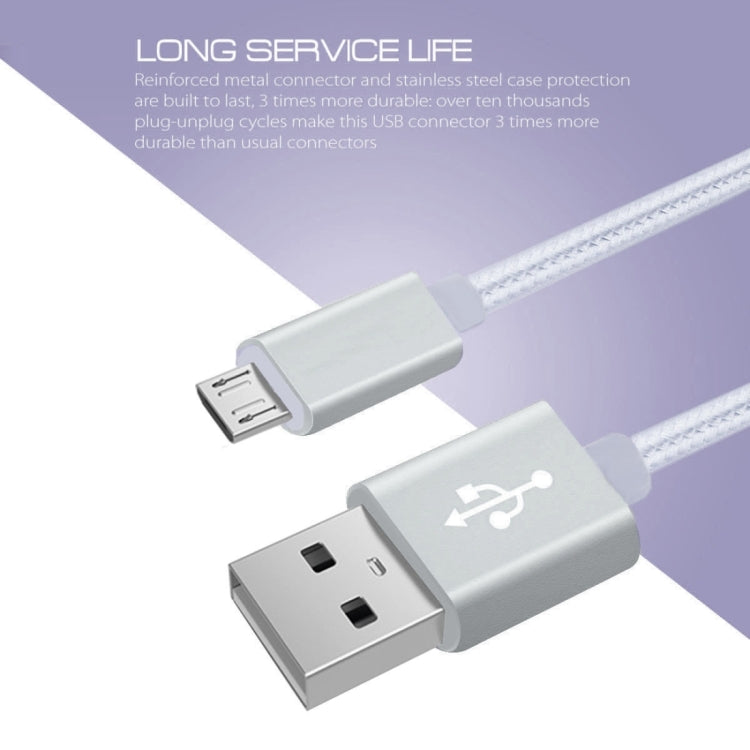2m 3A Woven Style Metal Head Micro USB to USB Data / Charger Cable