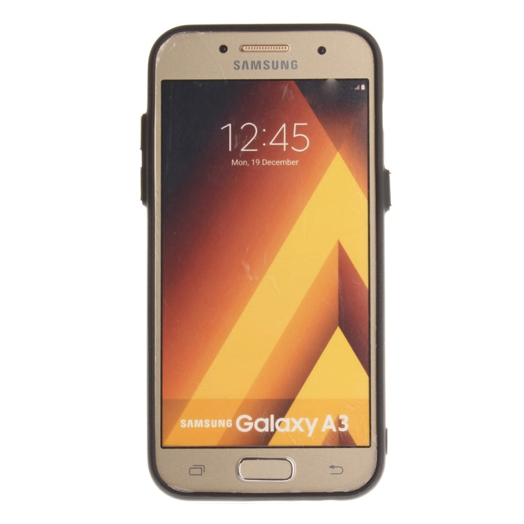 For Galaxy A3 (2017) / A320 TPU + Leather Pasted Litchi Texture Protective Back Case with Holder & Card Slots