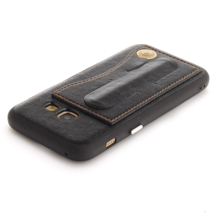 For Galaxy A3 (2017) / A320 TPU + Leather Pasted Litchi Texture Protective Back Case with Holder & Card Slots