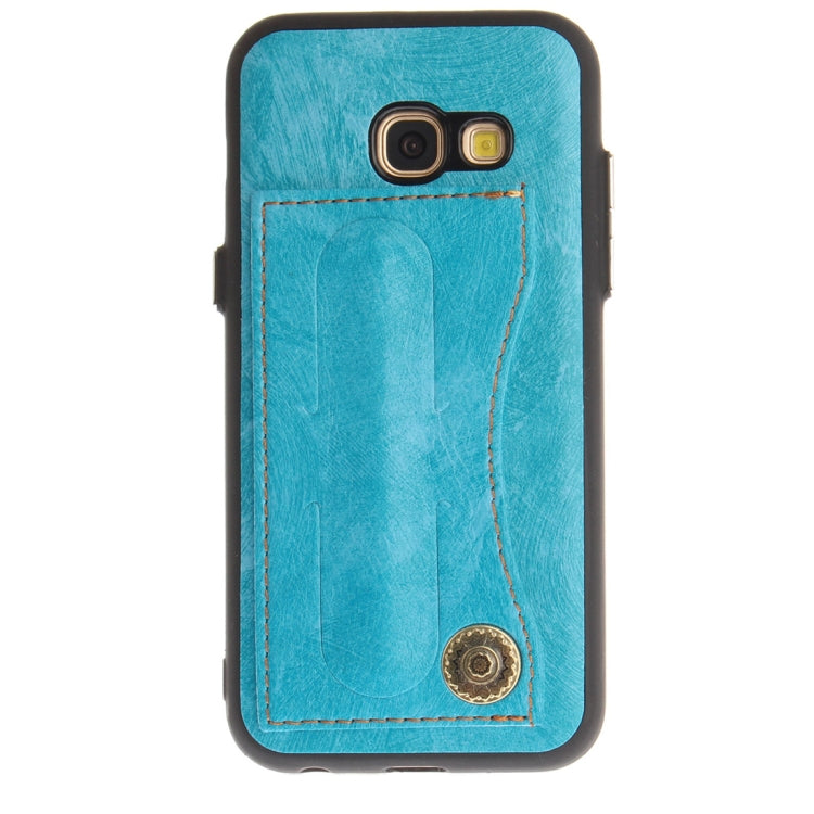 For Galaxy A3 (2017) / A320 TPU + Leather Pasted Litchi Texture Protective Back Case with Holder & Card Slots