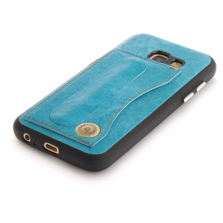 For Galaxy A3 (2017) / A320 TPU + Leather Pasted Litchi Texture Protective Back Case with Holder & Card Slots